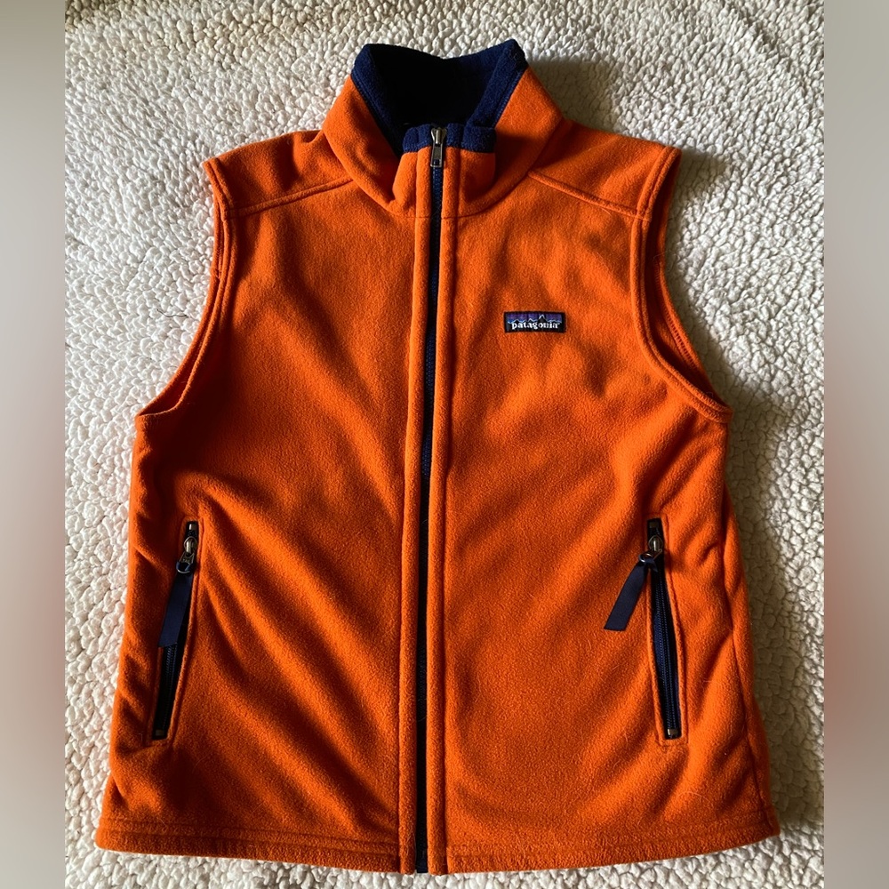 Vintage Patagonia Kids' Fleece Vest, Orange and Navy